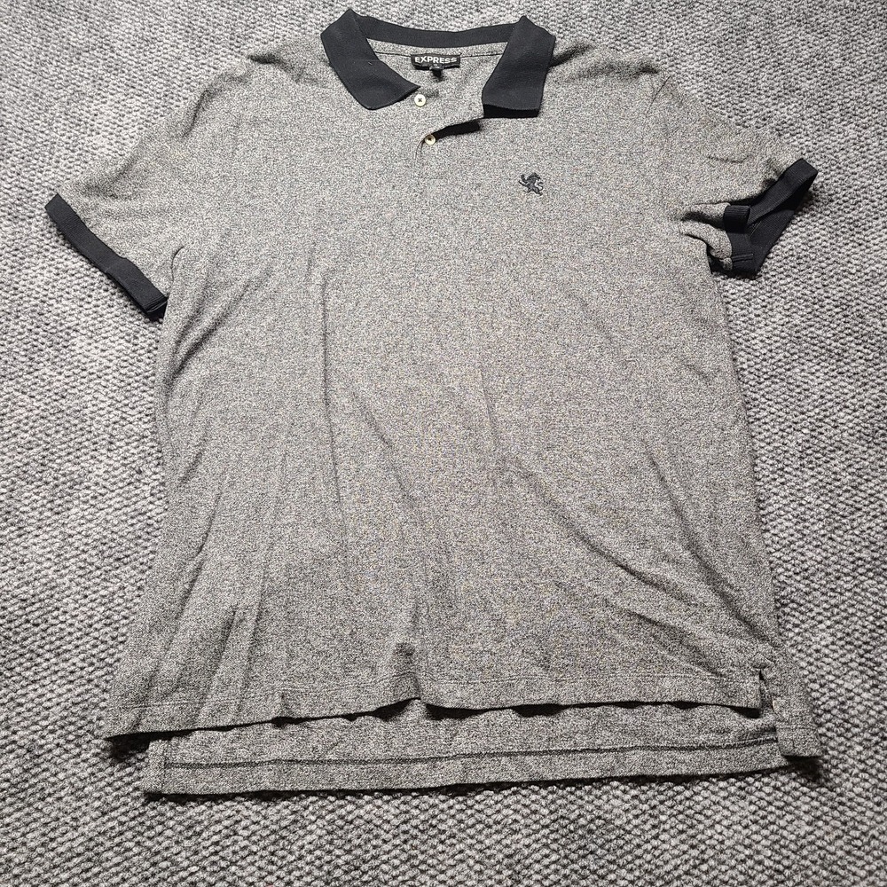 Y2k Express Polo Shirt Mens XL Gray Cotton Performance Tennis Tail Golf
